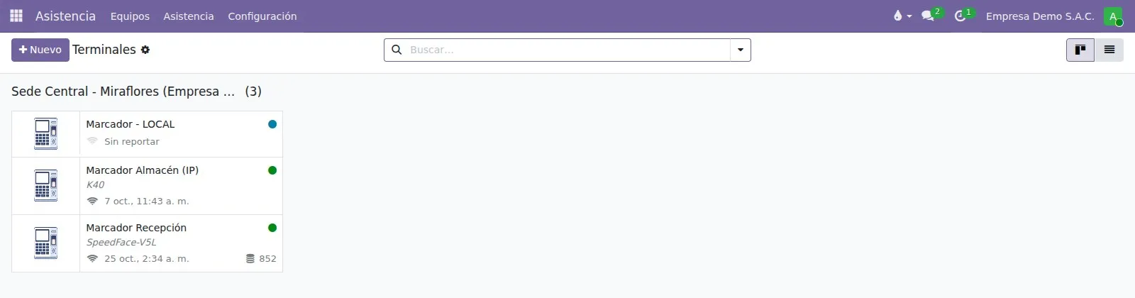 Marcador en línea dentro de la plataforma